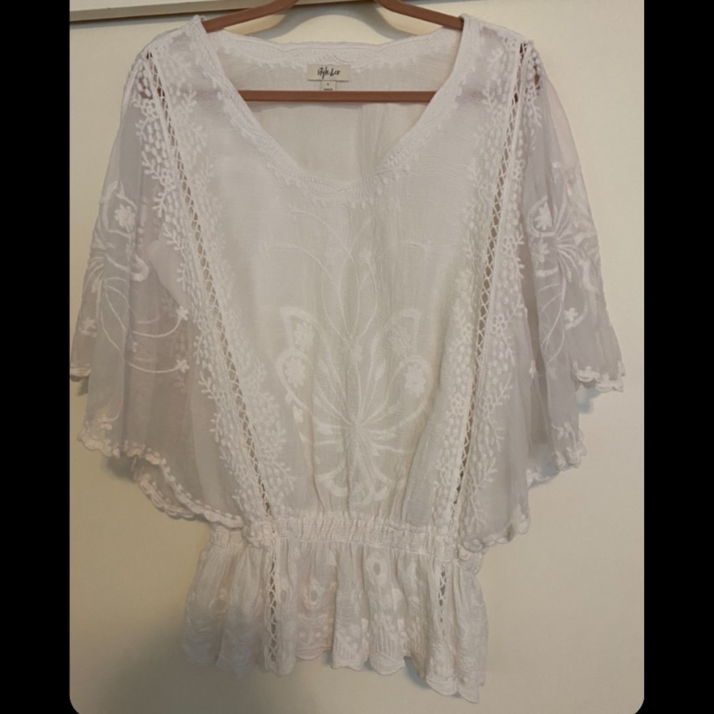 Women’s White Lace Tunic Top Size L